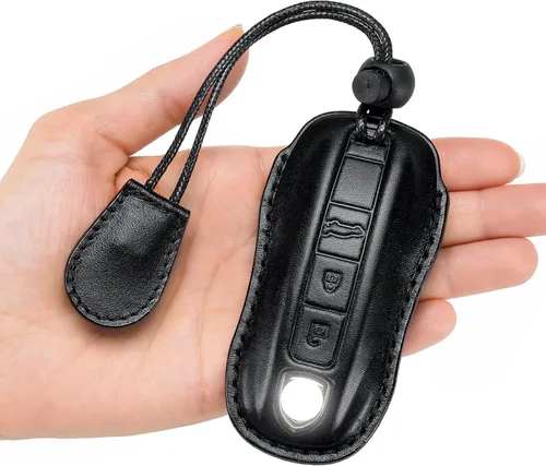Miniatura 6 de para Funda de Llavero de Cuero Genuino con Keychain, Protector de Estuche de Llaves de Cuero Compatible con Panamera, 911, Cayenne, Macan