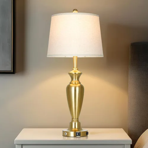 Miniatura 14 de Juego de 2 lámparas de mesa marrones de 26 pulgadas, lámparas de noche con control táctil para mesita de noche de dormitorio, lámpara de granja