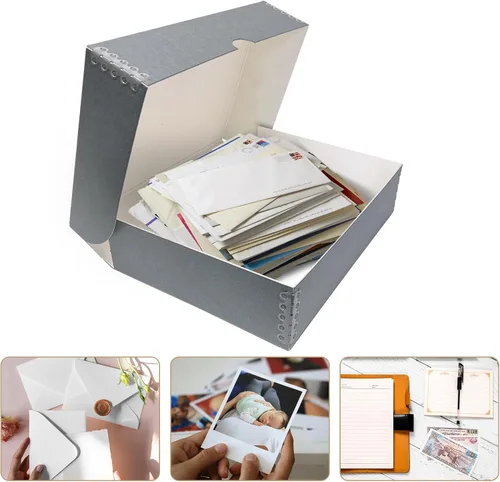 Miniatura 2 de Lineco, Caja de almacenamiento archivadora de 9 x 12 pulgadas, 3 pulgadas de profundidad, sin ácidos con caja de preservación de bordes de metal.