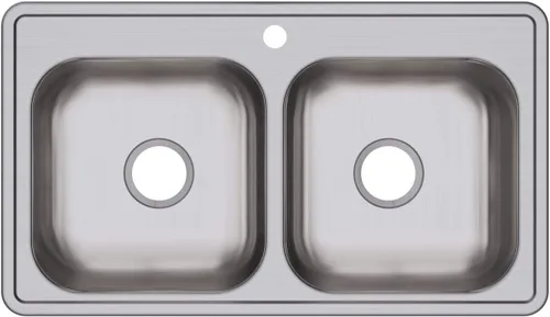 Miniatura 23 de Dayton D233221 Equal - Fregadero de acero inoxidable con doble tazón, 33 x 22 x 6.5 pulgadas