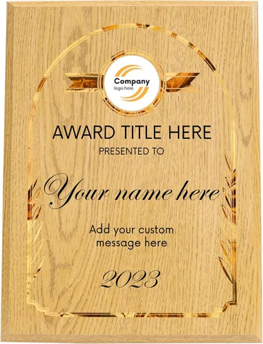 Miniatura 9 de Placa personalizada con acabado de roble de 9 x 12 pulgadas para premios y reconocimiento, placa personalizada con respaldo con cerradura, Diseño D