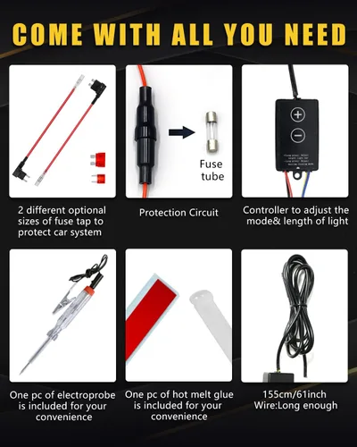 Miniatura 4 de Tira de luces de señal de giro secuencial con escaneo dinámico, luces LED de capó flexibles, DRL, luz de circulación diurna para coche, camión, SUV