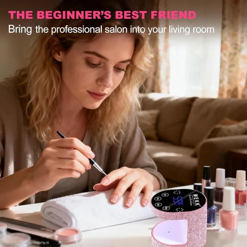Miniatura 9 de MEKK Mini luz UV inalámbrica para uñas de gel – Mini lámpara de uñas LED UV recargable de 24 W con control táctil y sensor automático, pequeña