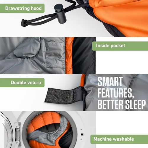 Miniatura 5 de VENTURE 4TH Saco de dormir para mochileros – XXL, tamaños dobles e individuales – Saco de dormir ligero para clima cálido y frío para adultos, niños