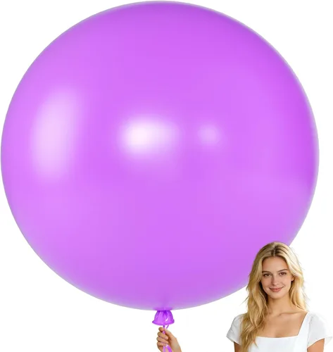 Miniatura 34 de KALOR Globos gigantes retro azul brumoso de 36 pulgadas, paquete de 6 globos de látex grandes redondos retro azul brumoso para aniversario