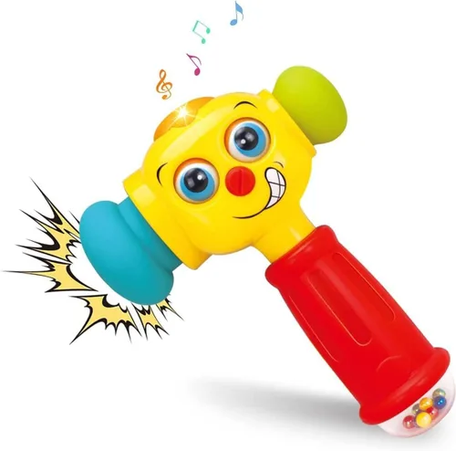 Martillo de juguete con luces, modo de aprendizaje y modo de música, juguete Baby Hammer reproduce 6 canciones cortas para niños, cuenta de 1 a 10