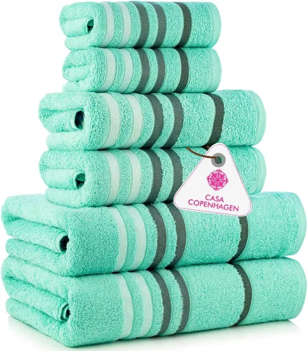 Miniatura 82 de CASA COPENHAGEN Solitaire Juego de 6 toallas - Negro, 600 GSM 2 toallas de baño 2 toallas de mano 2 toallitas, diseñadas en Dinamarca, hechas