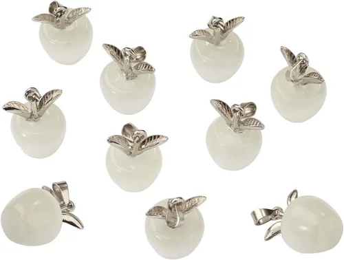 Miniatura 10 de 10 dijes de piedra preciosa de manzana, cristal de cuarzo curativo, colgantes de piedra natural, hebilla de oro verde para joyería, collares