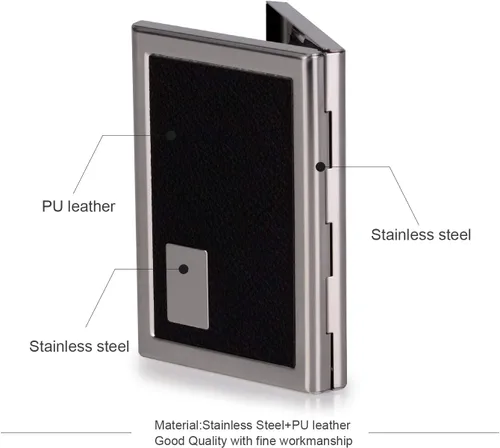 Miniatura 5 de RFID - Tarjetero de acero inoxidable, protector de tarjetas de crédito para hombre y mujer, Negro), EA2702B