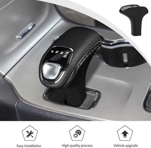 Miniatura 6 de JWWY Cubiertas para perillas de cambio Compatible con accesorios para Jeep Grand Cherokee 2014-2015 2 piezas Fibra de carbono