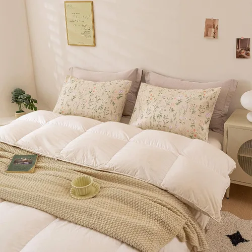 Miniatura 5 de ECOCOTT Floral Pillowcases Standard Size Set of 2, 100% Washed Cotton Pillow Cases with Envelope Closure, Beige Botanical Wildflower Printed Pillow