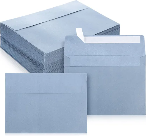 Miniatura 7 de Ctosree 200 sobres de invitación color azul polvoriento, 120 GSM, tamaño A7, pesados, para tarjetas de felicitación, boda, cumpleaños Azul