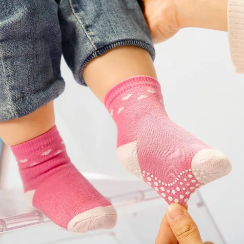 Miniatura 2 de Sosenfer Calcetines antideslizantes para niños pequeños con pinzas, 5-10 pares de calcetines antideslizantes para bebés de 1 a 7 años, hechos