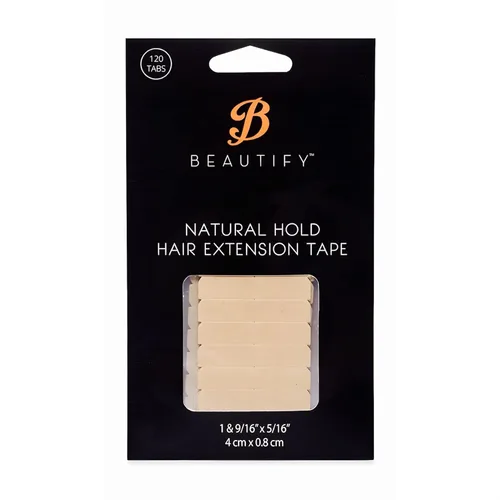 Natural Hold Hair Extension Tape - Cinta adhesiva con bajos residuos para una fácil limpieza, 120 pestañas por paquete (doble cara)