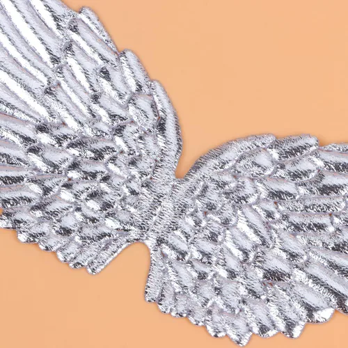 Miniatura 6 de NUOBESTY Parches bordados en forma de ala de ángel, apliques de hierro para coser en plata, para ropa, jeans, decoración de manualidades