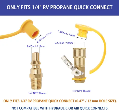 Miniatura 3 de Paquete de 8 tapones antipolvo y tapa para enchufe para adaptador de conexión rápida de propano RV de 1/4 pulgadas para manguera de propano, 0.47