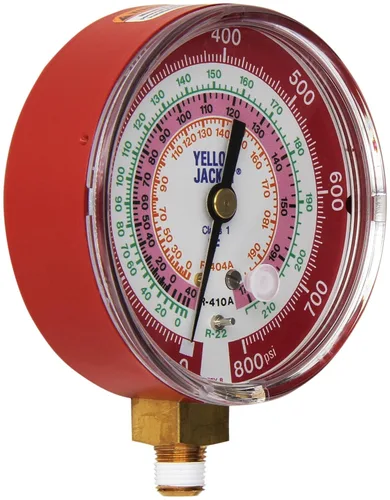 Yellow Jacket 49137 3-1/8" presión roja, 0-800 psi, calibre R-22/404A/410A grados F