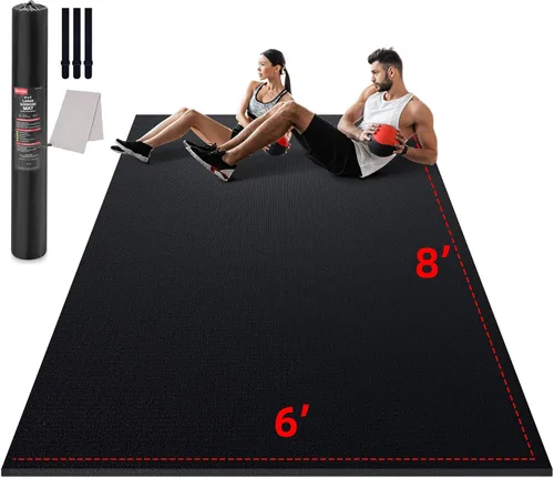 GymCope - Alfombra grande para entrenar en casa, 12 x 6 pies, 10 x 6 pies, 9 x 6 pies, 8 x 6 pies, 7 x 5 pies, 6 x 4 pies, extragrueso, alfombra de