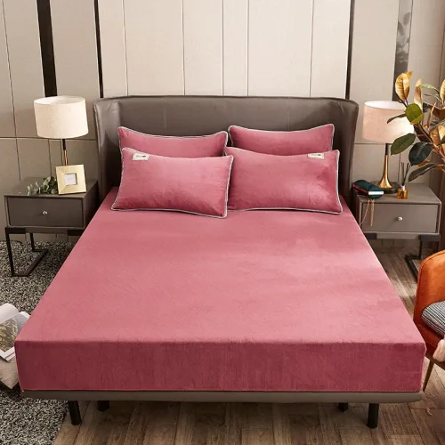 Miniatura 11 de Sábana bajera suave para invierno, cálidas, antideslizantes, de terciopelo cristalino, para dormitorio, casa de familia, color puro, para cama Azul