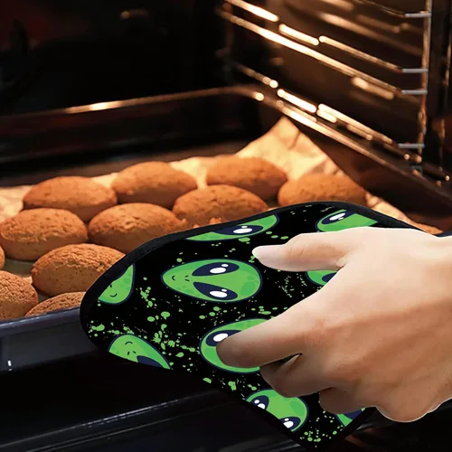 Miniatura 7 de Soportes para ollas verdes de alienígena, 2 unidades para cocina, almohadillas calientes resistentes al calor para cocinar a la parrilla, hornear