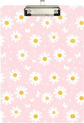Miniatura 2 de Gredecor Portapapeles acrílico con diseño de corazones pequeños y margaritas, para oficina, escuela, enfermería, tamaño de letra A4, 9 x 12.5