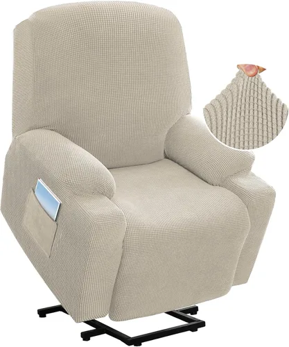 Miniatura 13 de H.VERSAILTEX Funda elástica para sillón reclinable, funda para silla reclinable de elevación eléctrica, ajustable estándar con bolsillo lateral