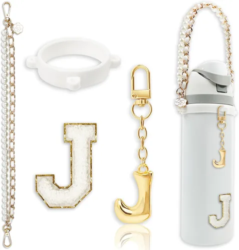 Miniatura 82 de Letter Handle Strap Accessories with Cute Initial Charm Compatible with Owala Water Bottle 24oz 32oz 40oz Owala Kids Púrpura