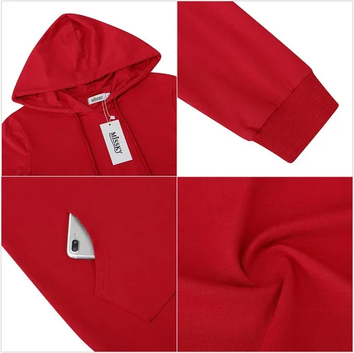 Miniatura 5 de MISSKY - Vestido informal tipo sudadera con capucha y bolsillos de canguro para mujer