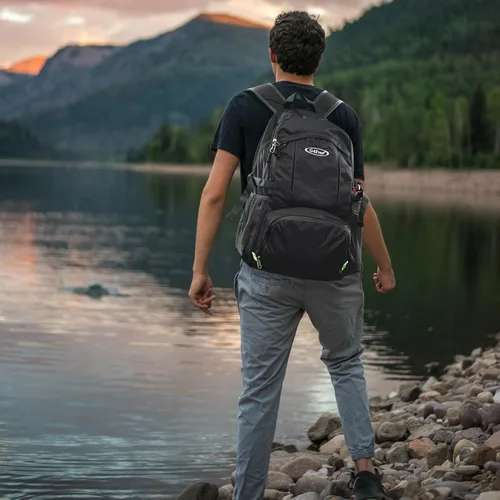 Miniatura 9 de G4Free Mochila de senderismo plegable ligera 40L, mochila de viaje impermeable Negro