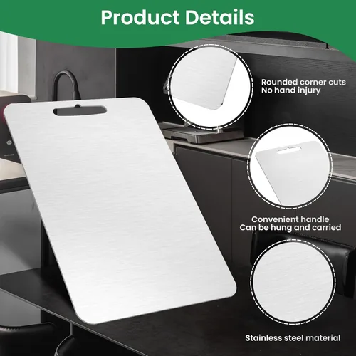 Miniatura 3 de Tabla de cortar de titanio para cocina, tabla de cortar de acero inoxidable de grado alimenticio, fácil de limpiar, duradera y de grado alimenticio