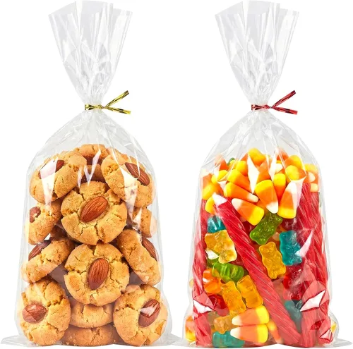 Miniatura 17 de Morepack Bolsas de celofán, 6 x 12 pulgadas, 200 bolsas de celofán con lazos para amarrarlas, de plástico, para poner postres, pastelería, dulces