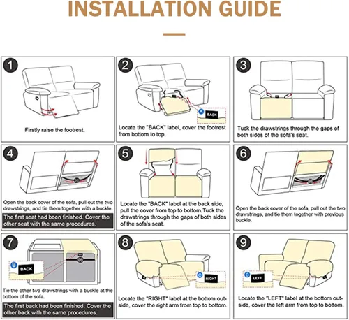 Miniatura 7 de LazyBoy - Funda para sillón reclinable, color liso, 4 piezas, fundas protectoras de muebles para sillón reclinable con bolsillo, funda para sofá
