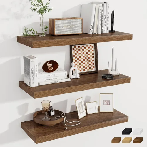 Miniatura 98 de Fun Memories Estantes flotantes de 12 pulgadas de profundidad, estantes de pared de madera de 16 x 12 pulgadas, estante de almacenamiento rústico