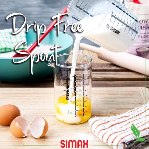 Miniatura 4 de Simax Vaso medidor de vidrio, vidrio de borosilicato duradero, paquete de 2 incluye 32 onzas y 16 onzas, medidas métricas fáciles de leer en litros