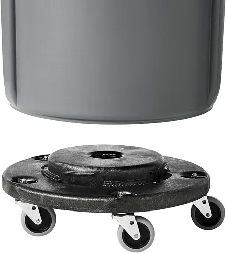 Miniatura 4 de Rubbermaid Commercial Products Brute Twist on/Off Carretilla Redonda, Negro, Para Usar con Bote de Basura BRUTE, Paquete de 2