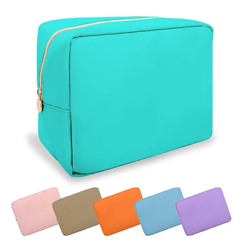 Miniatura 14 de Estuche pequeño para lápices y maquillaje para bolso, lindo estuche de lápices, bolsa de pinceles de maquillaje de nylon con cremallera, estuche