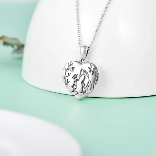 Miniatura 4 de Collar con medallón de corazón que sostiene fotos de plata de ley con colgante de foto, regalo conmemorativo para mujeres y niñas