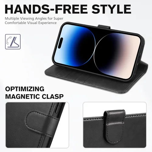 Miniatura 4 de Funda tipo billetera TUCCH para iPhone 14 Pro Max de 6.7", con bloqueo RFID, soporte para 4 tarjetas [carcasa interior de TPU a prueba de golpes]