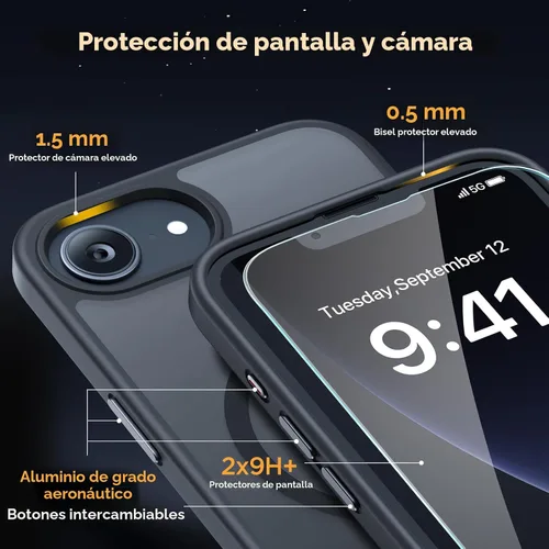 Miniatura 6 de Miracase Funda para iPhone 17e y iPhone 16e para MagSafe [con 2 protectores de pantalla de 9H+] Protección superior de grado militar a prueba
