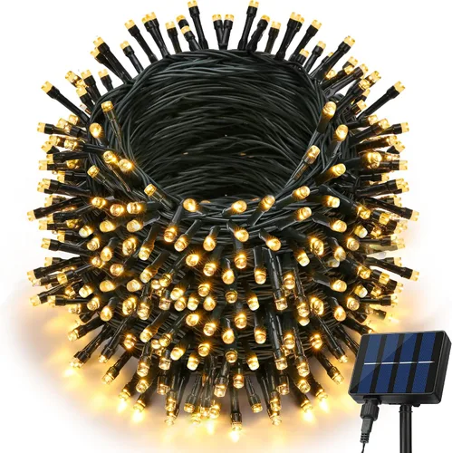 Miniatura 12 de Joomer Luces solares de Navidad para exteriores, paquete de 2 unidades en total de 144 pies, 400 LED, 8 modos, impermeables, luces solares de Blanco