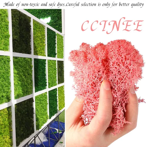 Miniatura 3 de CCINEE Musgo preservado, musgo de reno falso de 4 onzas para plantas en maceta para manualidades, decoración floral de pared, centros de mesa de Rosa