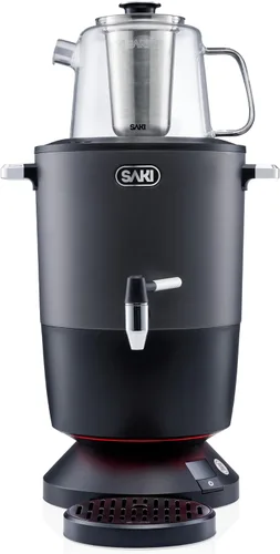 SAKI Chaiovar Samovar Eléctrico - 4L Hervidor de Té Eléctrico de Acero Inoxidable, Pantalla de Temperatura, Tetera de Vidrio Grande, Hervir hasta