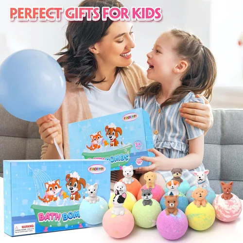 Miniatura 7 de Bombas de baño para niños con sorpresa en el interior para niñas, niños pequeños, bombas de baño orgánicas para niños con juguetes