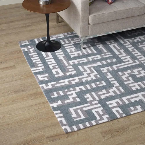 Miniatura 8 de Modway Nahia - Alfombra geométrica de laberinto de 5 x 8 pies, color marfil, gris claro y amarillo plátano