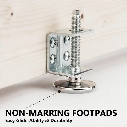 Miniatura 4 de POWERTEC Niveladores de Patas con Soporte en U 8PK, Patas de Muebles Ajustables de Servicio Pesado para Banco de Trabajo/Escritorio/Gabinete