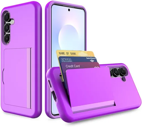 Miniatura 18 de Funda para Samsung Galaxy S25 con tarjetero, ranura para tarjeta de crédito Funda protectora tipo cartera - Negro