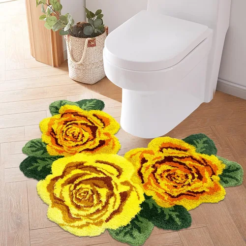Miniatura 26 de USTIDE Alfombra de girasol esponjosa, alfombra suave y lanuda de flores, hecha a mano, alfombras modernas, lavables, para sala de estar, lavandería