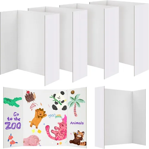 Paquete de 6 tableros de póster triple, hojas de cartón blanco de 24 x 16 pulgadas para proyectos escolares, ferias de ciencias, eventos de negocios
