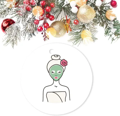 Miniatura 3 de Adornos de Navidad personalizados Spa Facial Mujer Adorno de cerámica Decoración del hogar Adornos colgantes Fiesta de Navidad Festival Tradicional