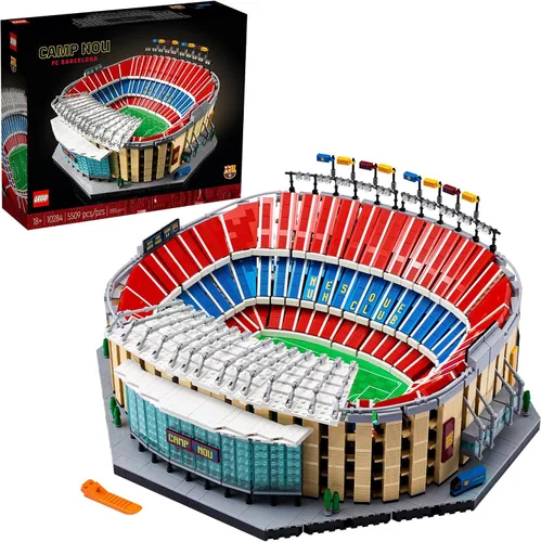 LEGO Icons Camp NOU – FC Barcelona Soccer Stadium 10284 - Kit de construcción grande para adultos, idea de regalo
